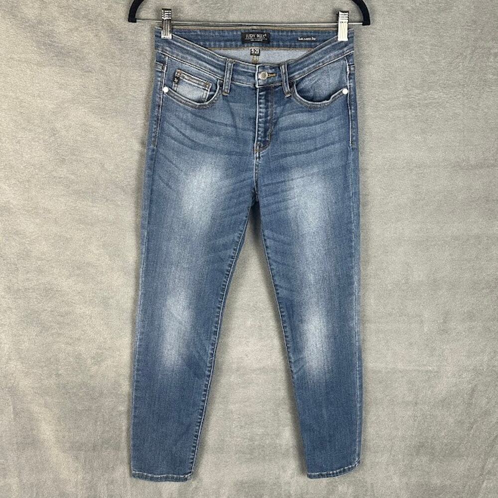 Judy Blue Jeans Womens 9/29 Blue Relaxed Fit Skinny Stretch Pockets Cropped